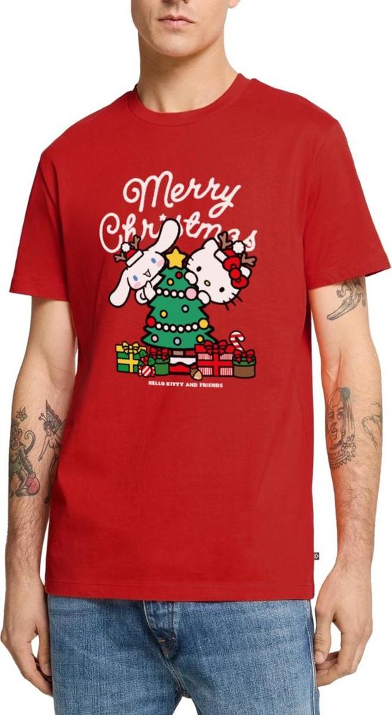 Spreadshirt Hello Kitty Und Cinnamoroll Weihnachten Männer Premium T-Shirt, M, Rot