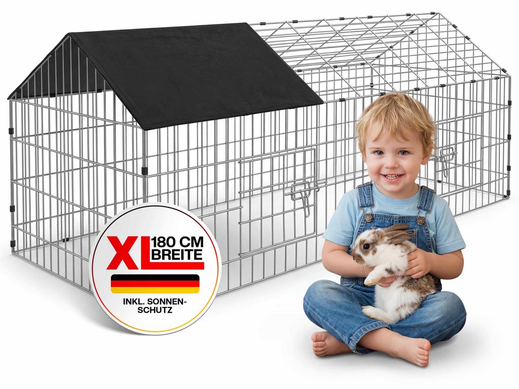 CADOCA® Recinto Conigli Esterno 180x75x75cm Conigliera con Immagine del prodotto 