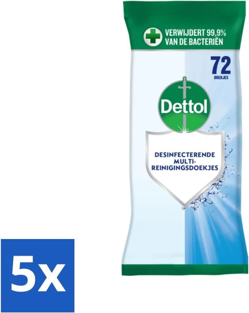 Lingettes Dettol sans Javel pour Nettoyage Sain et Puissant Pack de 5