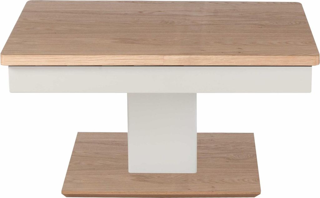 Couchtisch höhenverstellbar Cin 90x44x60 Furnier Weiß/Wildeiche Bianco