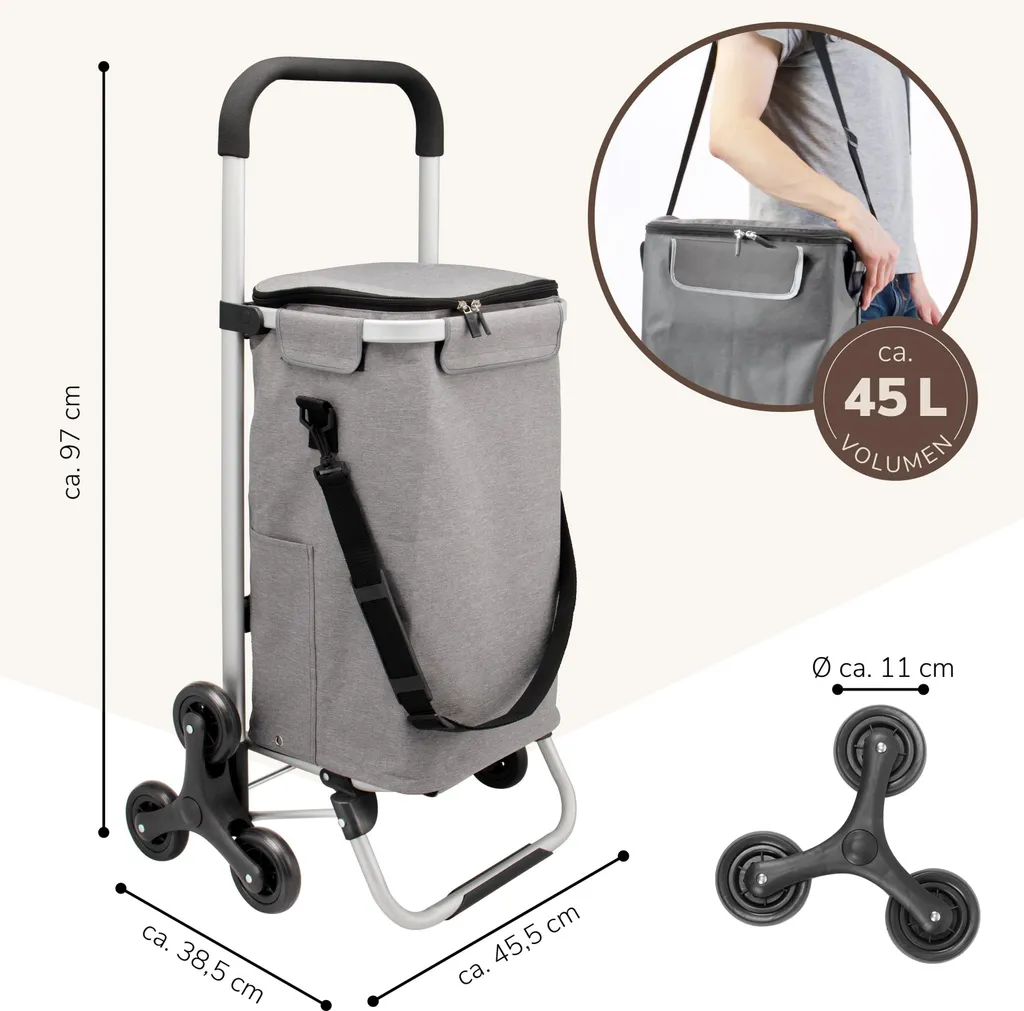 bremermann Chariot à main rouge - Poussette de marché pliable 40L - 7