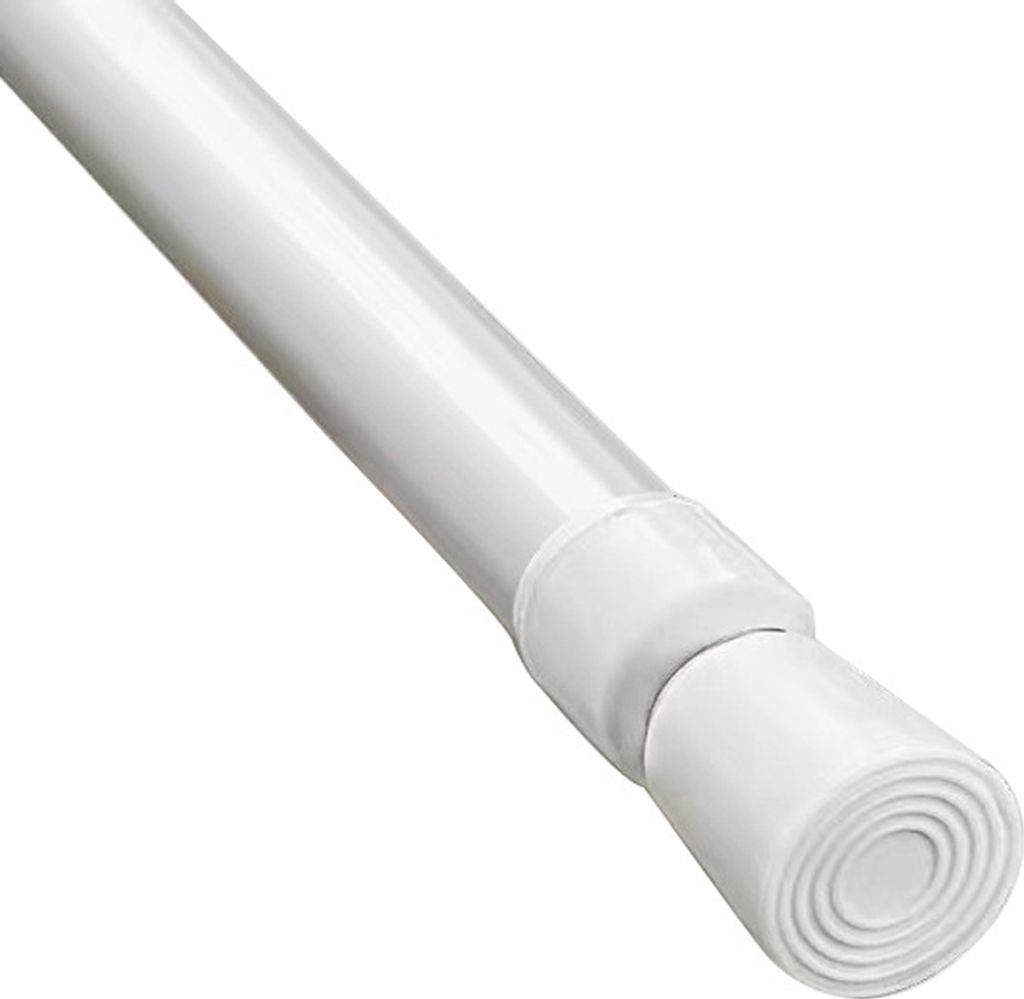 A white adjustable telescopic rod against a white background.