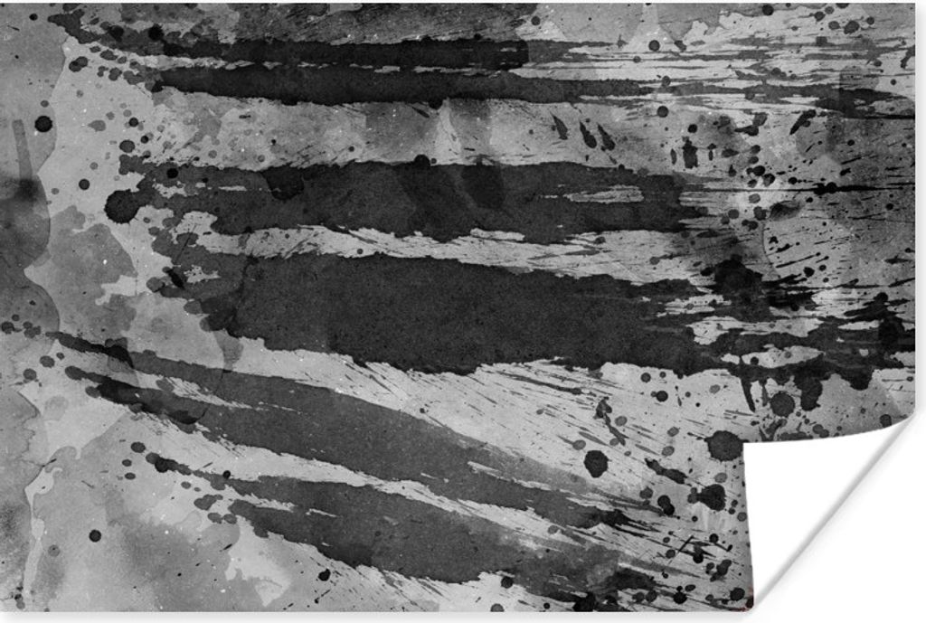 MuchoWow Poster Aquarell - Grau - Schwarz - Linie 90x60 cm - Schlafzimmer