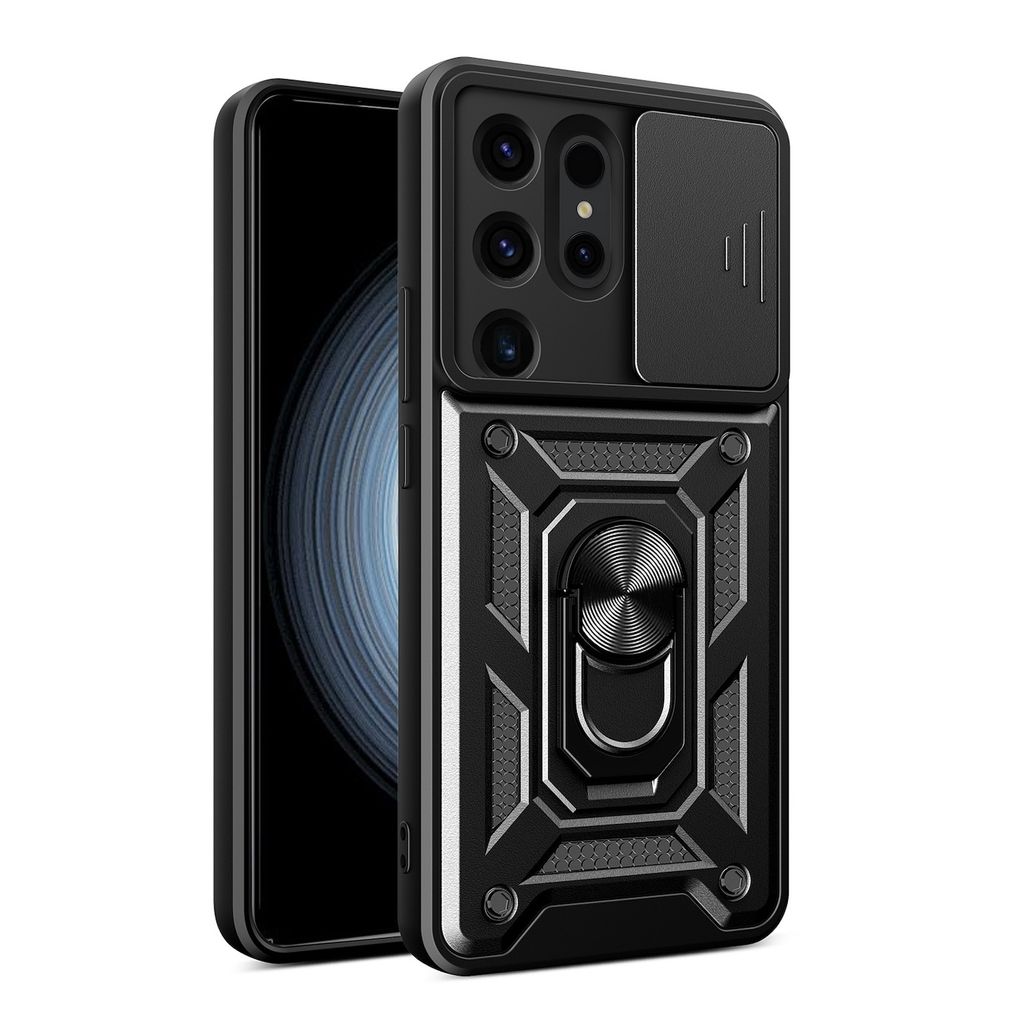 Für Samsung Galaxy S24 Ultra Armor Magnet Ring Kamera Cover Handy Hülle Tasche Case Schwarz