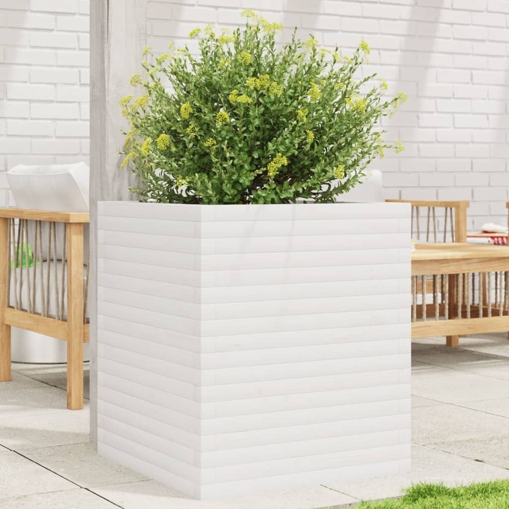 "Spring Sale"Pflanztopf/Blumenkübel Moderne - Pflanzkübel - Blumentopf Weiß 60x60x68,5cm Massivholz Kiefer Promotion535188 - Beete