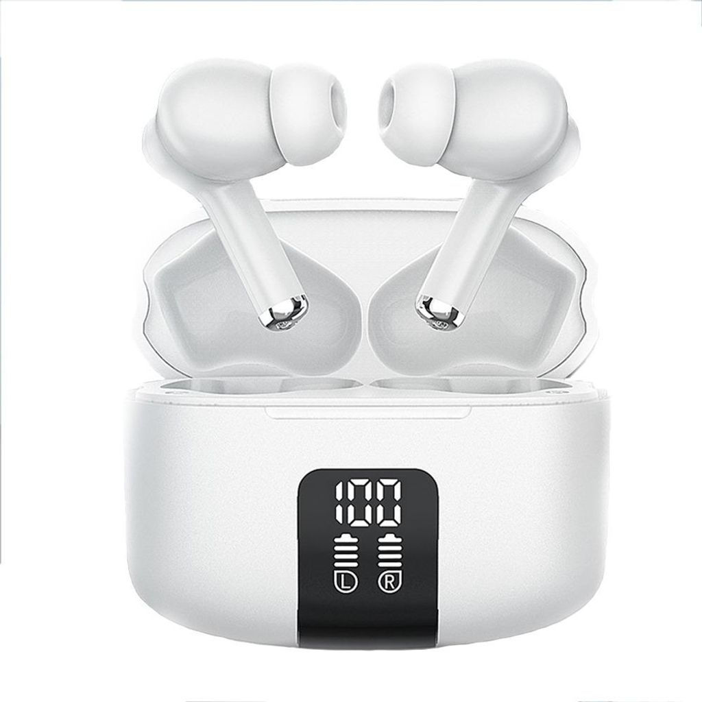INF M48Pro Bluetooth Kopfhörer Weiß: ENC Geräuschunterdrückung, Digitalanzeige, 2 Stück Weiß