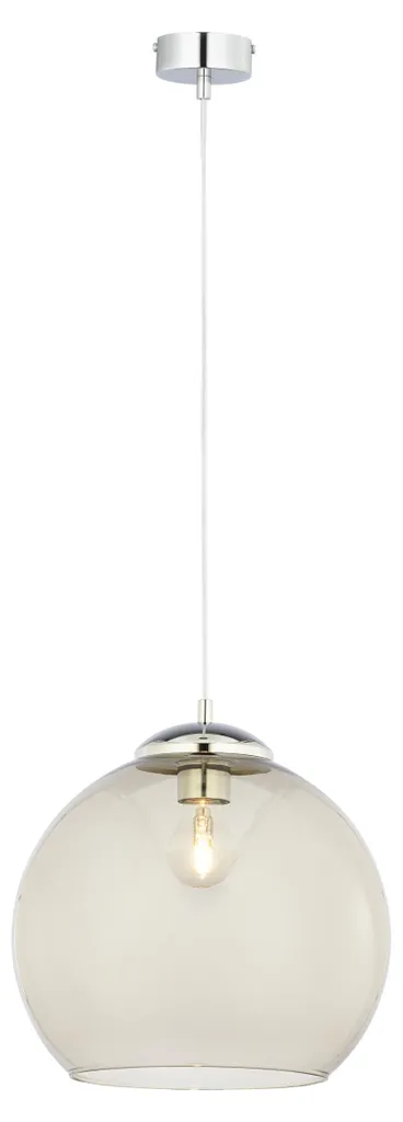 Lustre suspension design ASTI verre fumé et chrome pour intérieur
