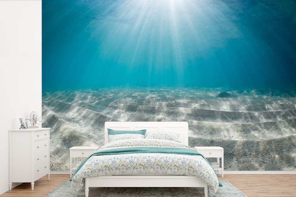 MuchoWow Fototapete für Wohnzimmer oder Schlafzimmer Wandtapete Vinyl Motivtapete Sonnenlicht auf dem Meeresgrund - 360x240 cm - Vinyl-Tapete