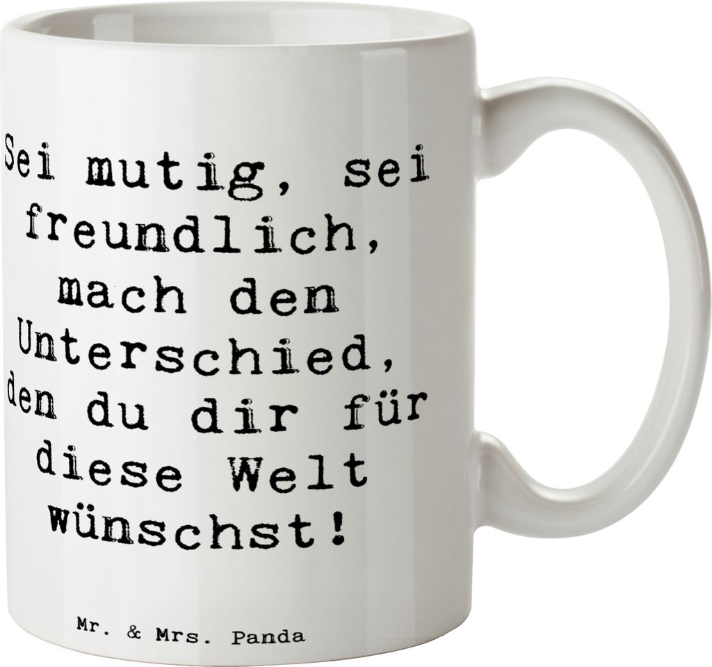 Mr. & Mrs. Panda Bedruckte Tasse Spruch Freundlichkeiten verbreiten - Weiß - Geschenk, Vertrauem, Becher, Trost, Inspiration, Kaffeebecher, Zuvers...