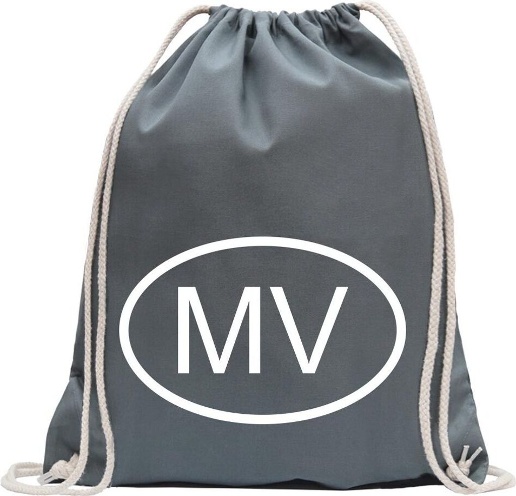 Kiwistar - Turnbeutel - stahlgrau - Malediven MV - Fun Rucksack Sport Beutel Gymsack Baumwolle mit Ziehgurt