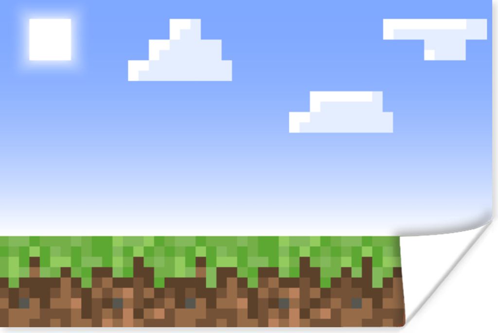 MuchoWow Poster Spiele - Pixel - Spiele - Gras - Minecraft 60x40 cm - Schlafzimmerdekoration