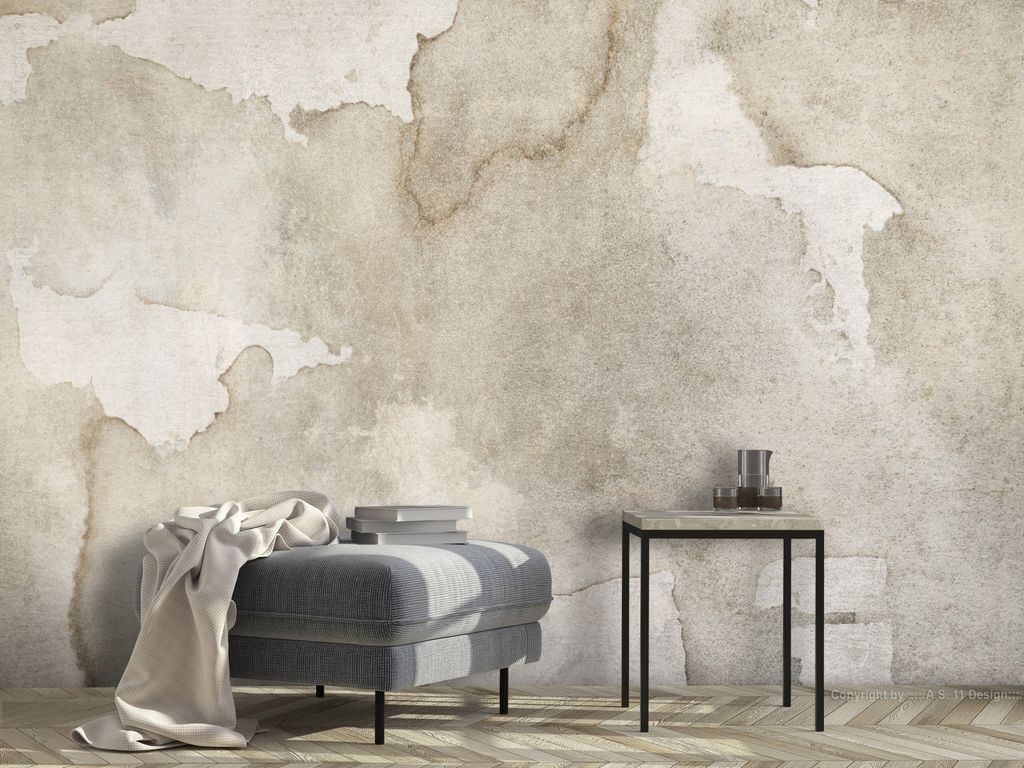 Vlies Fototapete Steinoptik 350x256 cm Tapeten Wandtapete XXL Abstrakt Betonoptik beige wie gemalt a-A-10172-a-a