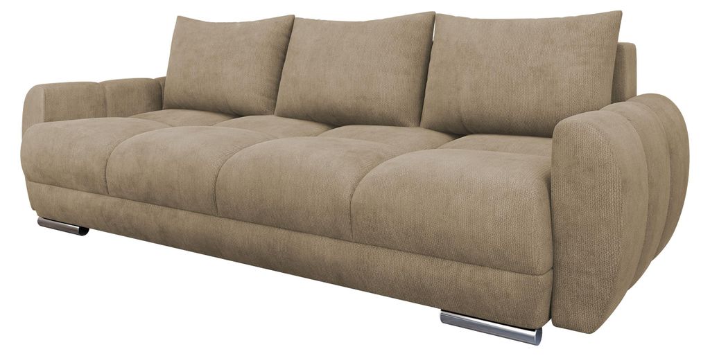 MIRJAN24 Sofa Logo 3, Schlafsofa mit Bettkasten und Schlaffunktion, Ausziehmechanismus DL, Wellenfeder 3-Sitzer (Farbe: Lumo 30)