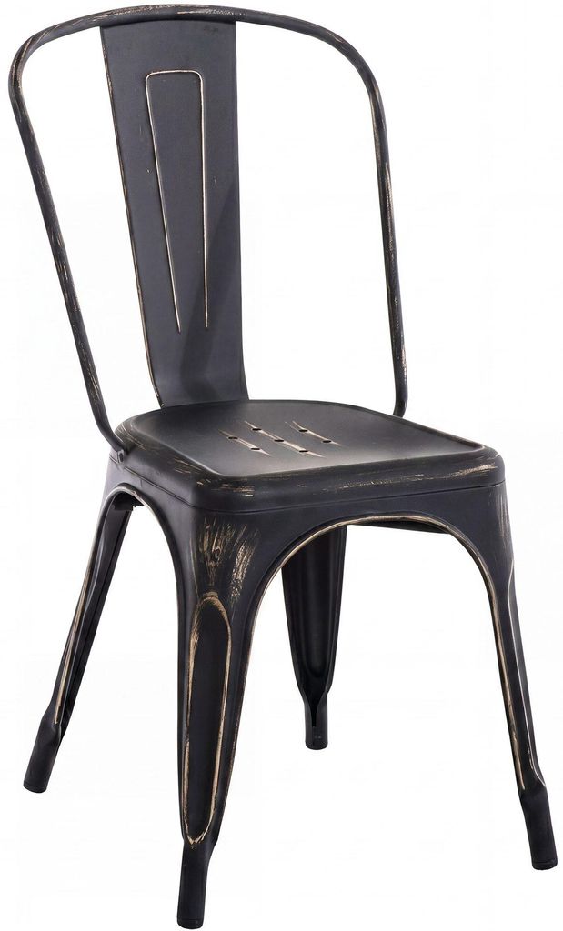CLP Stapelstuhl Benedikt stapelbar mit Rückenlehne aus Metall bis 200 kg belastbar schwarz-gold
