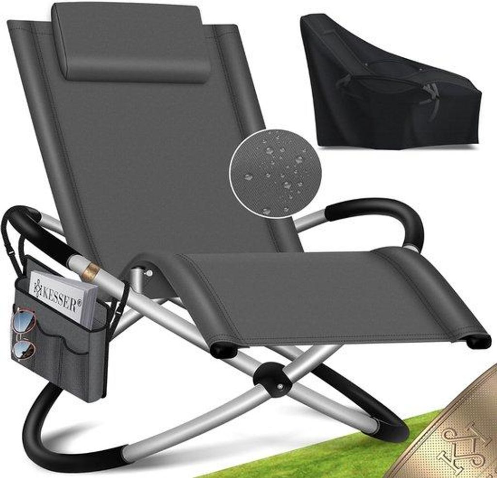 Ergonomische verstelbare tuinstoel inklapbaar met draagtas antraciet bis 180 kg