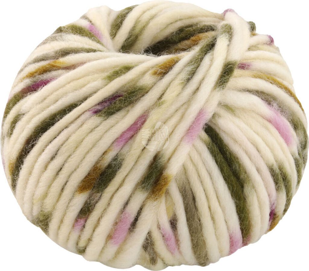 Lana Grossa FELTRO MACCIATO 50 g Modernes Filzgarn Farbe 544 - Rohweiß/Flieder/Taupe/Dunkeloliv