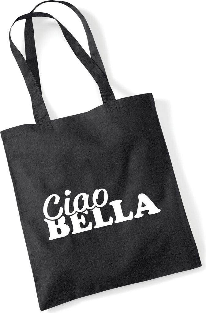 Huuraa Jutebeutel Ciao Bella Italien 10 Liter Black Baumwolle Tasche Geschenkidee