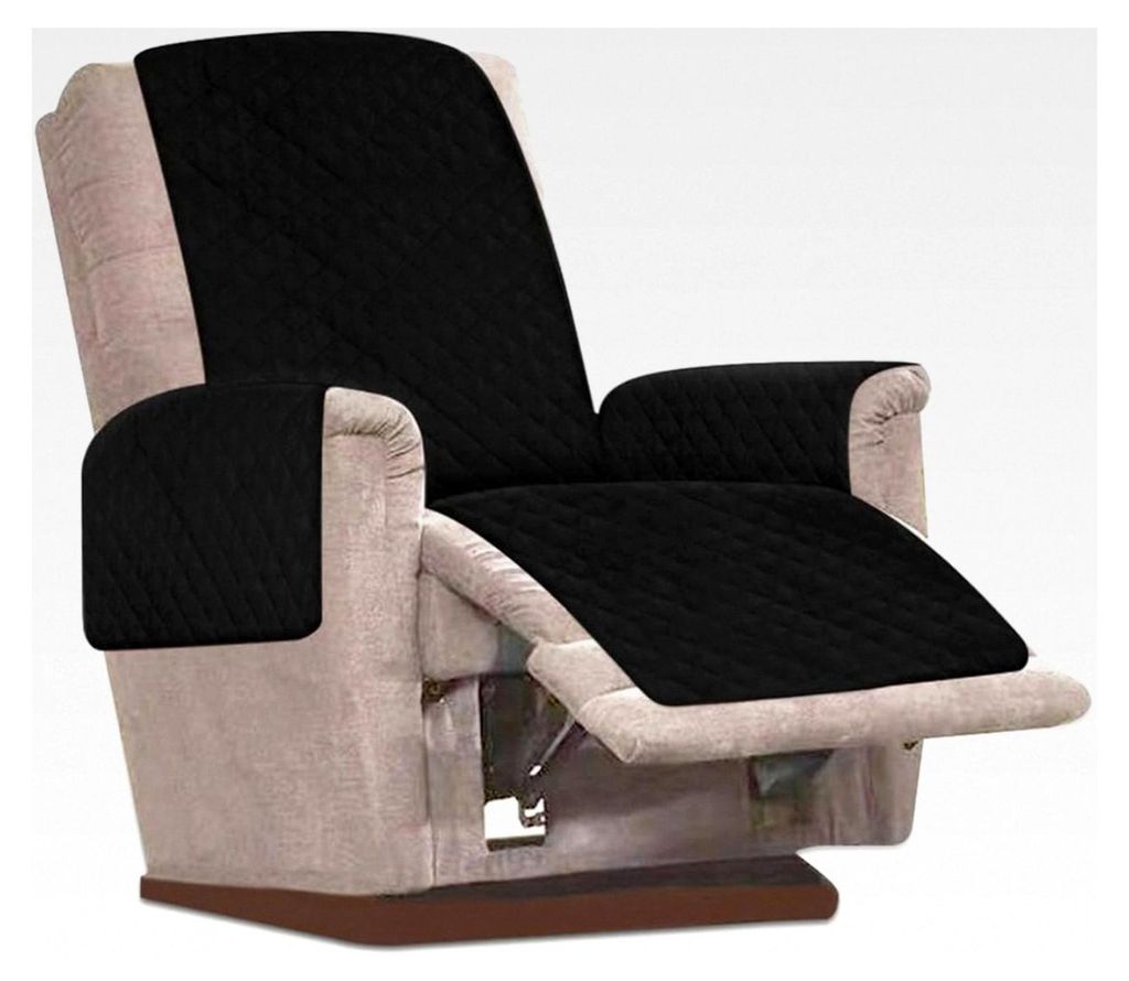 Sesselauflage Relax mit rutschfestem Schutz, 1-Sitzer Sofaüberwurf mit 2,5 cm breiten verstellbaren Trägern (Schwarz)