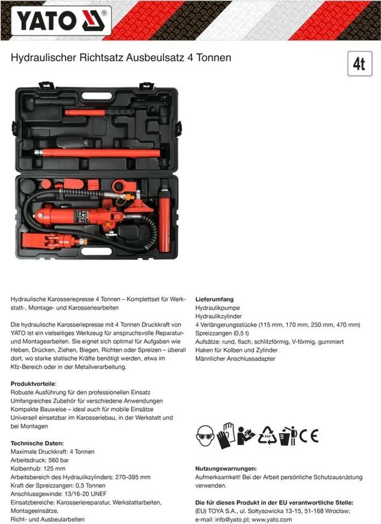 Kit de débosselage hydraulique 4t avec accessoires d'alignement châssis - 5