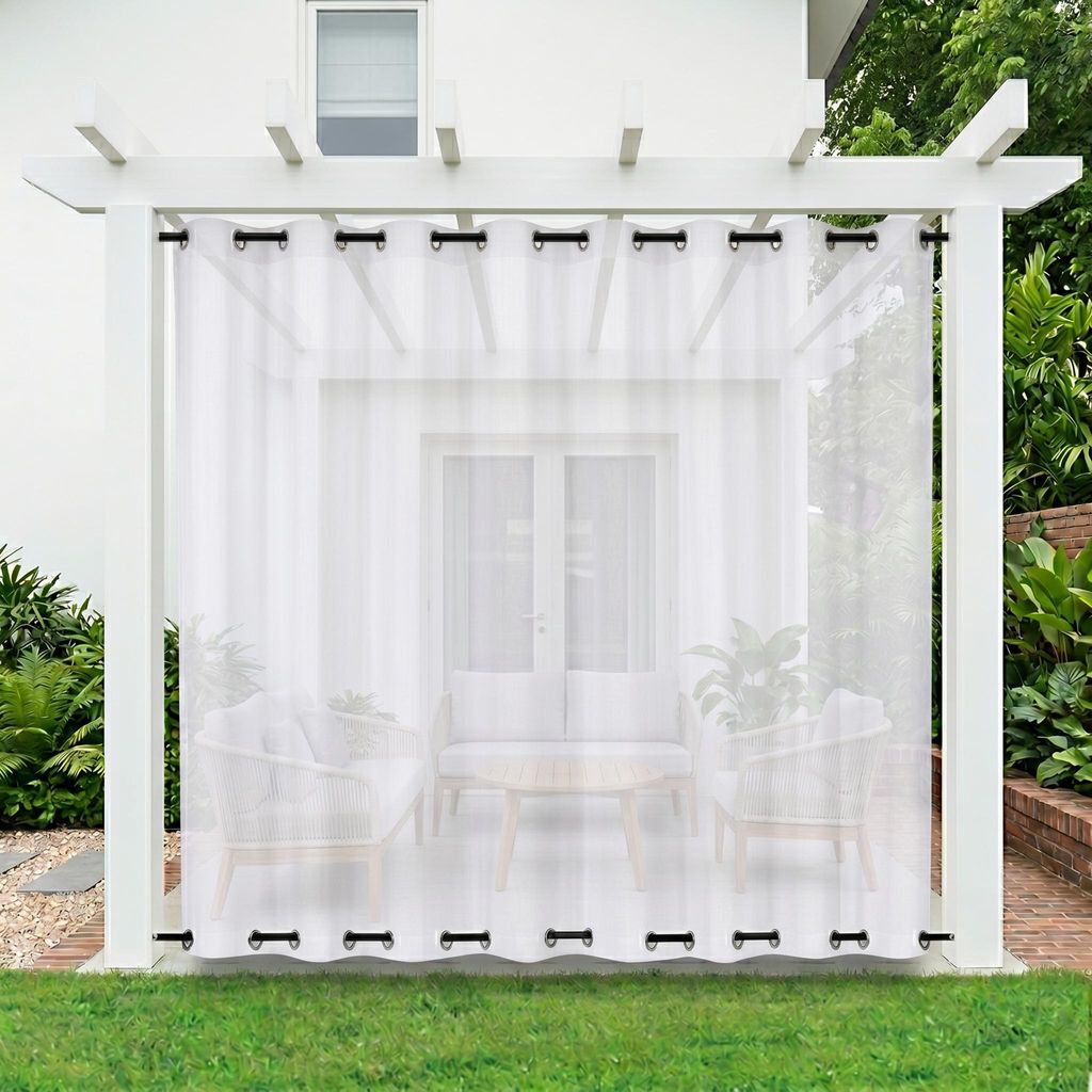 Outdoor Vorhang Wetterfest Transparent mit Ösen, Produktbild 