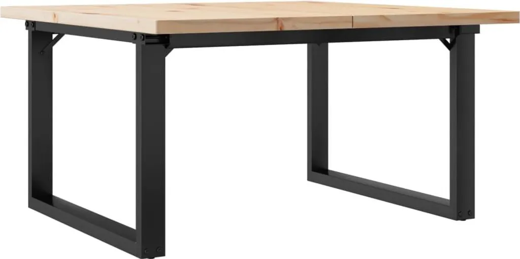 Table Basse Robuste avec Pied en O en Pin Massif et Structure en Acier