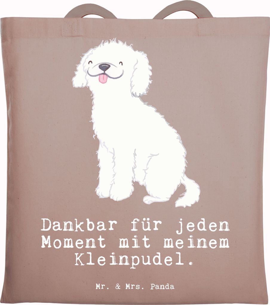 Mr. & Mrs. Panda Tote Bag Kleinpudel Moment - Braun Pastell - Geschenk, Shopping Tasche, Pudel, Schultasche, Laptoptasche, Uni