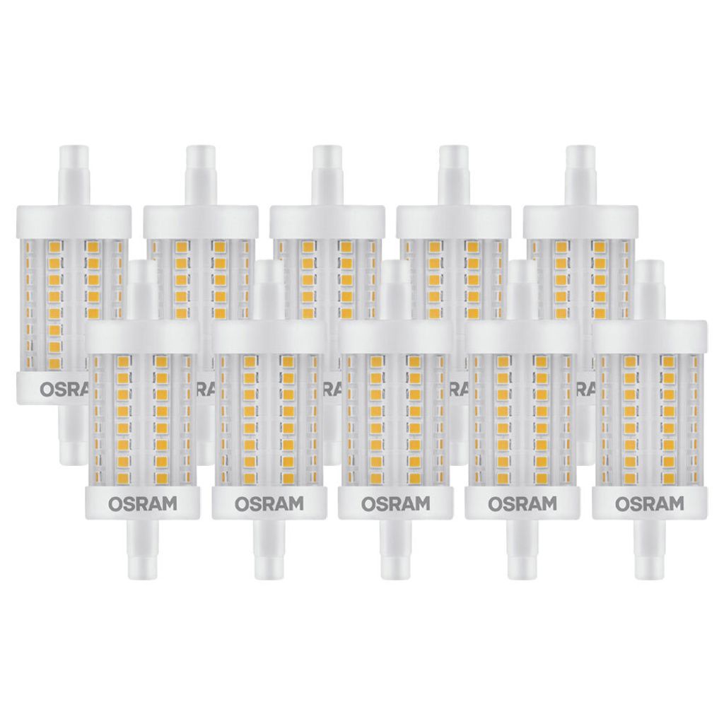 10 x Osram LED Leuchtmittel Stab 78mm Line 6,5W = 60W R7s klar 806lm warmweiß 2700K 330°