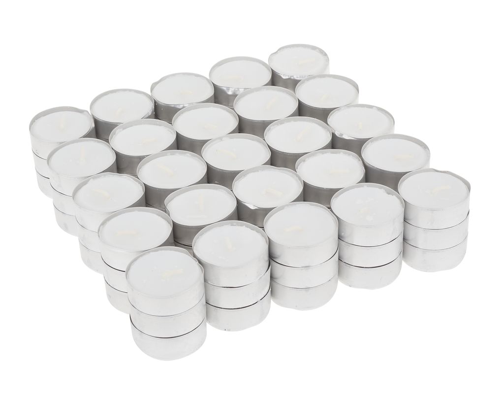 Teelichtkerzen, 75er Flatpackung, Ø 3,7cm, Weiß Produktbild 