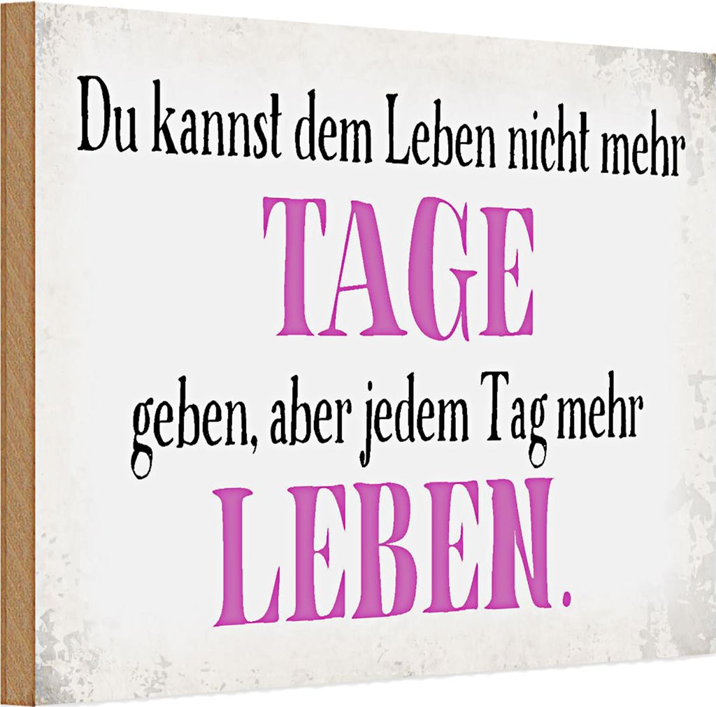 Holzschild Spruch 30x20cm du kannst jedem Tag mehr Leben