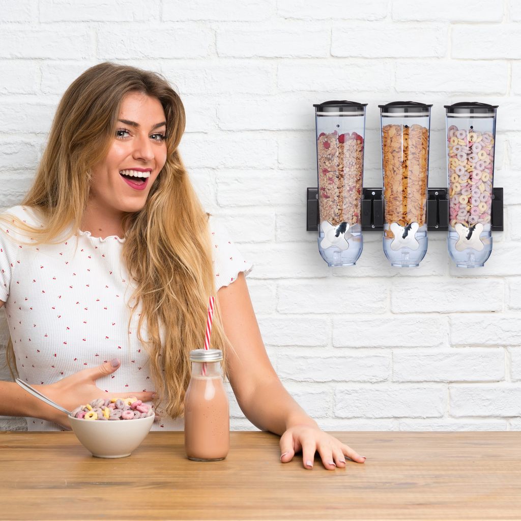 Agua Solan De Cabras Dispensador Doble De Cereales - 2 Compartimentos De  3,5L, Sin BPA, Ideal Para Desayuno Y Alimentos Secos Buganvilla Trepadora