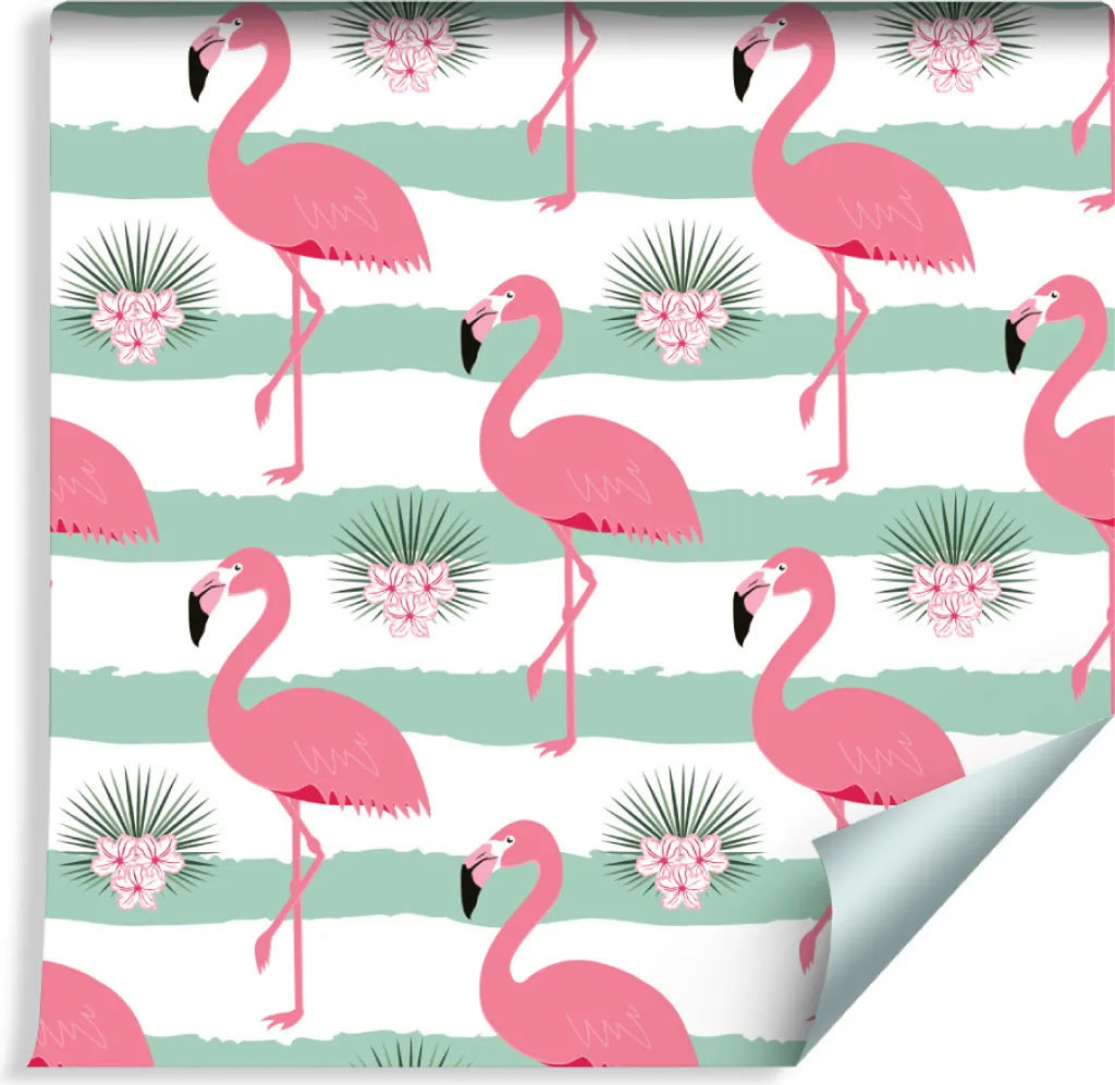 Papier peint intissé XXL flamants roses 10m pour chambre fille rose