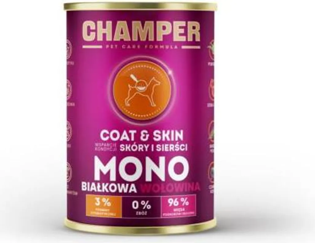 Champer Fell & Skin Manzo 400g - Cibo Monoproteico Senza Cereali