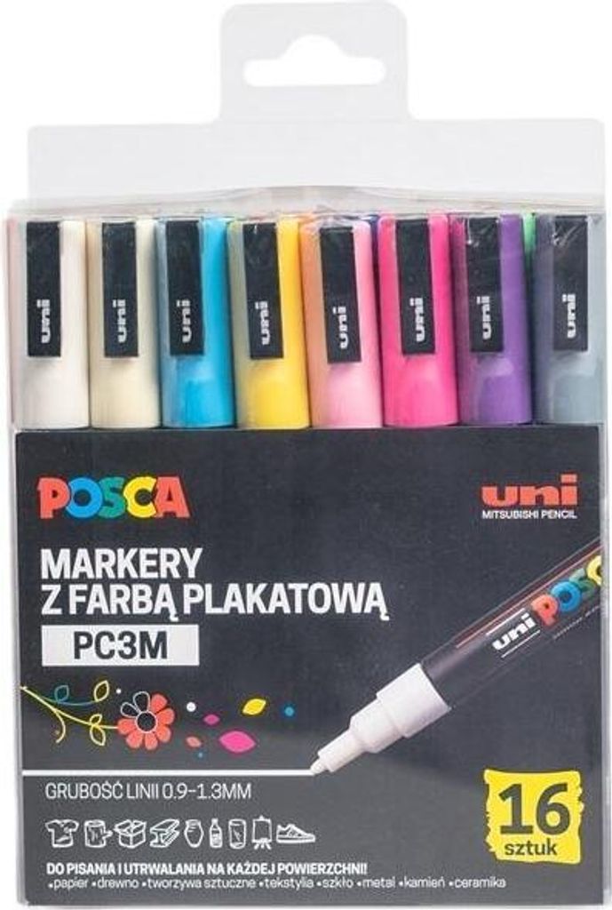 Markery Plakatowe Pc-3M 16 Kolorów Posca Uni Zdjęcie produktu 