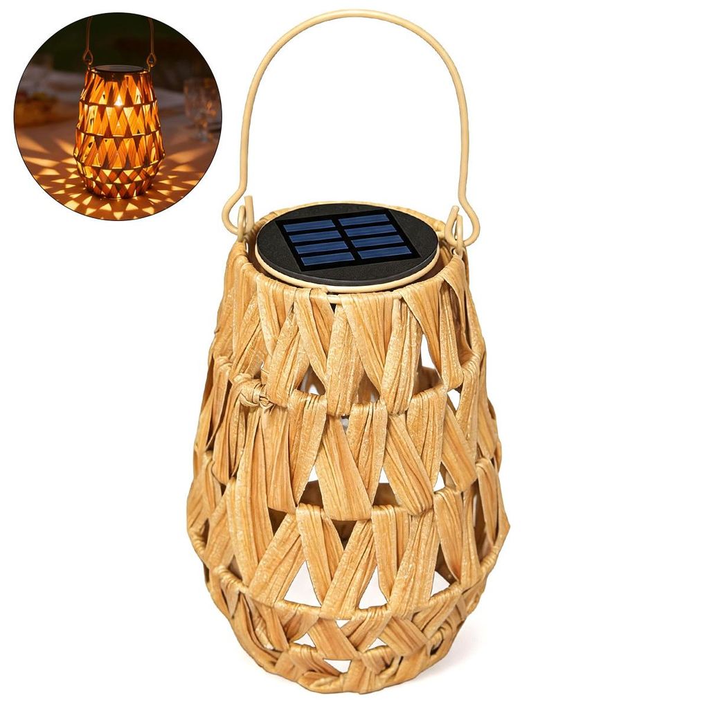 Solar Laterne Garten hängend, handgeflochtene Outdoor Solar Gartenleuchte IP65 wasserdicht, automatische LED Deko Lampe für Garten, Balkon & Terr...