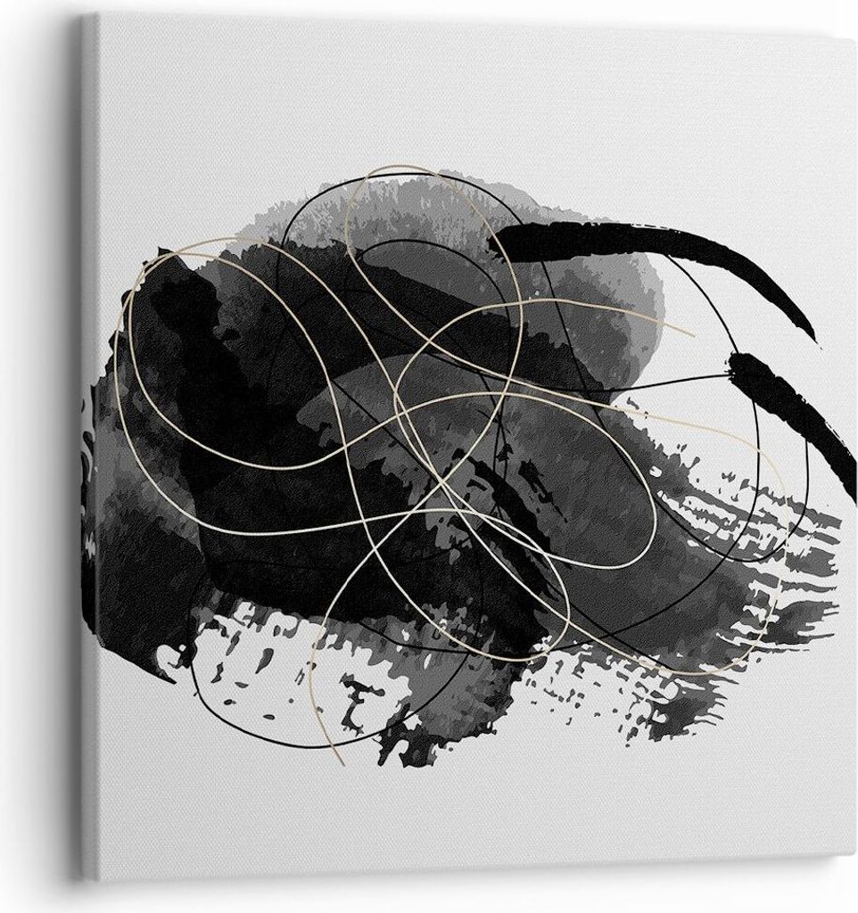 Bild auf Leinwand - Leinwandbild - Einteilig - Abstraktion Schwarz Flecken - 30x30cm - Wand Bild - Wanddeko - Wandbilder - Leinwanddruck - Bilder -...