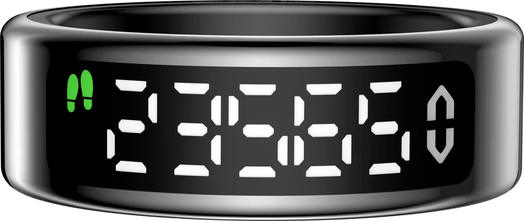 Smart Ring INF Nero Taglia 13: Tracker Biometrico Acciaio Inox