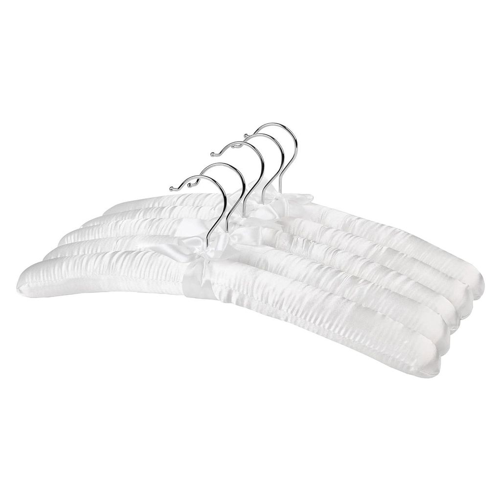 STILVORA Kleiderbügel 5er Set, Erwachsenenkleiderbügel, Satin- und Schaumstoff-Kleiderbügel, Rutschfester Stoff-Kleiderbügel, Bezugskleiderbügel
