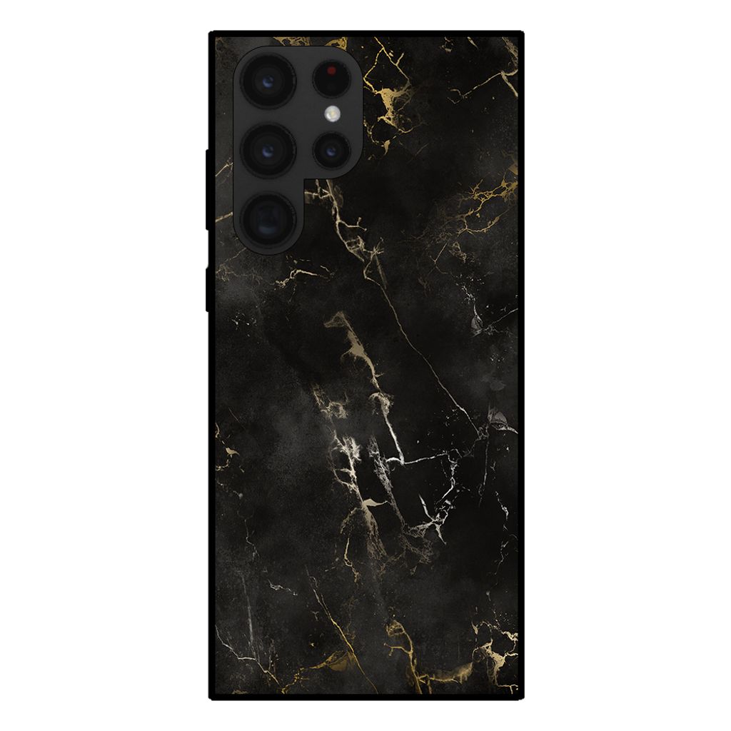 Smartphonica Handytasche für Samsung Galaxy S22 Ultra mit Marmordruck - TPU Rückseite Abdeckung Fall Marmor Design - Schwarz