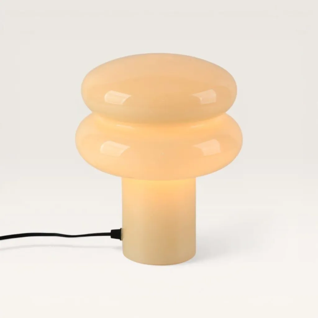 Lampe à poser design en verre crème Elistro LUSENZ avec intensité réglable