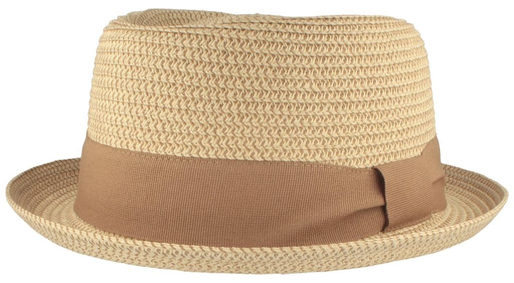 Pork Pie Bortenhut aus 100% Papierstroh mit breitem Ripsband von Hut-Breiter, beige, Gr. XL