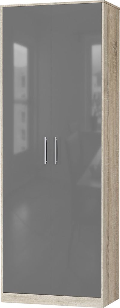 SMARTBett Schrank Kleiderschrank Aktenschrank 80 cm Eiche Sonoma/Anthrazit Glanz