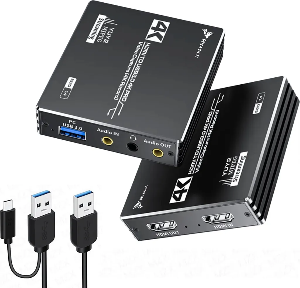 Convertisseur HDMI vers USB 4K 60Hz - Grabber Vidéo YUY2 Reagle Noir