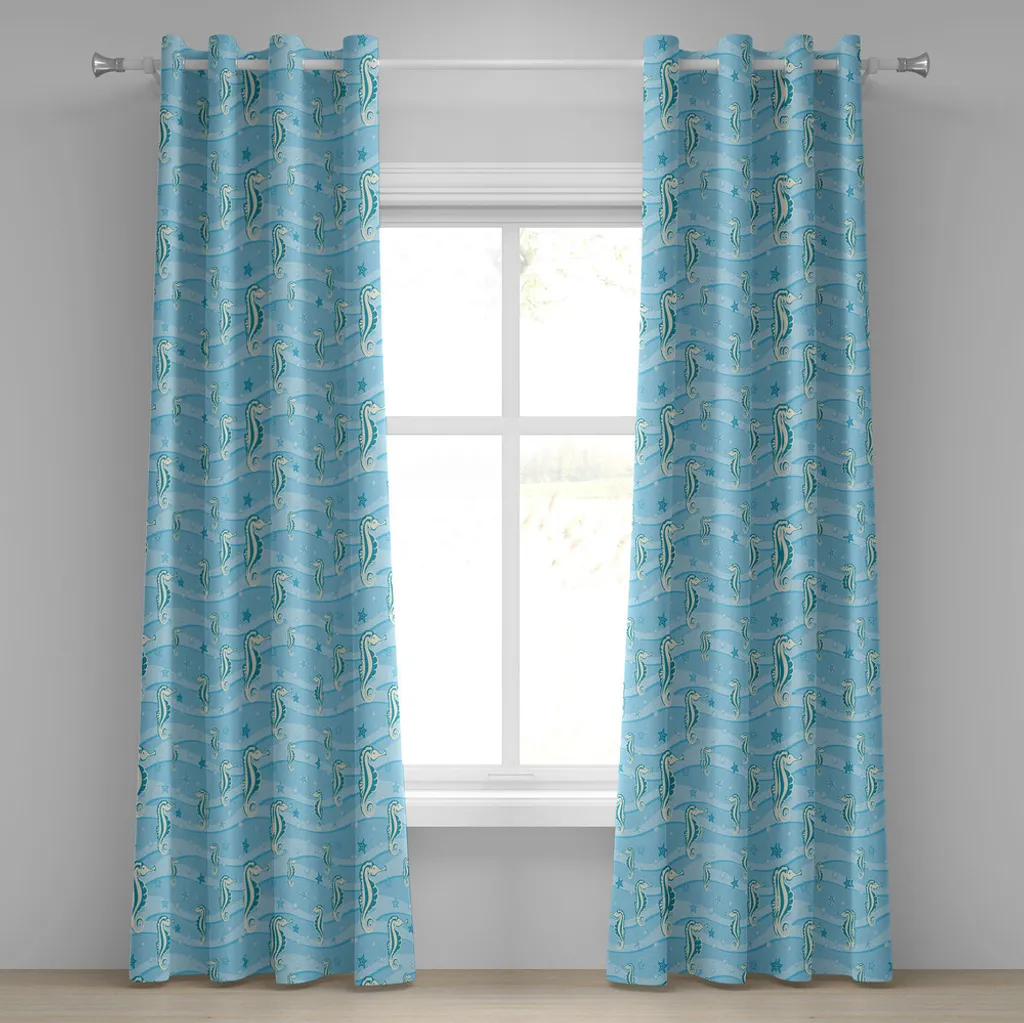 Homescapes blu e oro tenda coppia stile moderno a righe design, Blue and Gold, Curtain Tie Back Pair