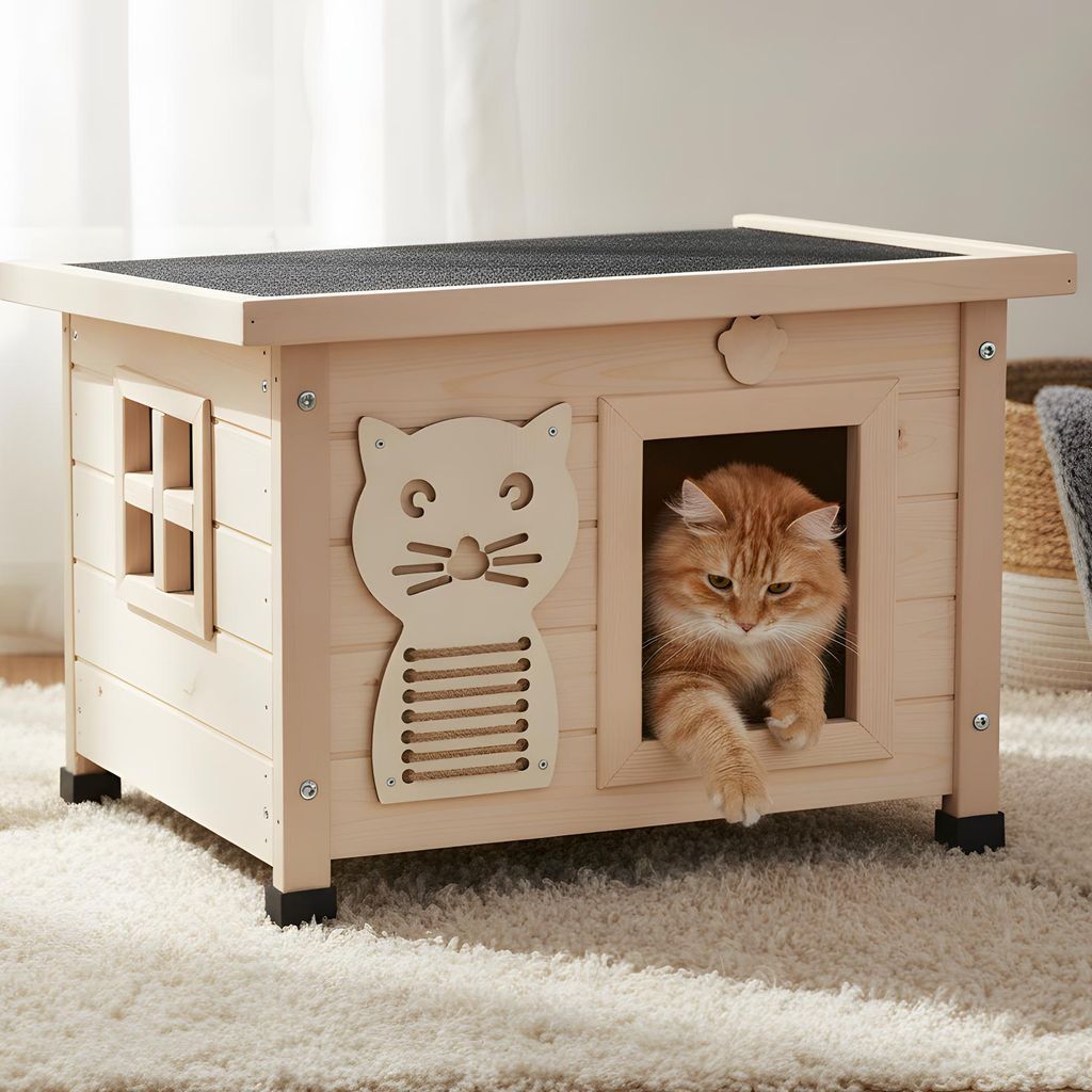 zooprinz Katzenhaus Felix | mit Plüschmaus | Wetterfest | Produktbild 