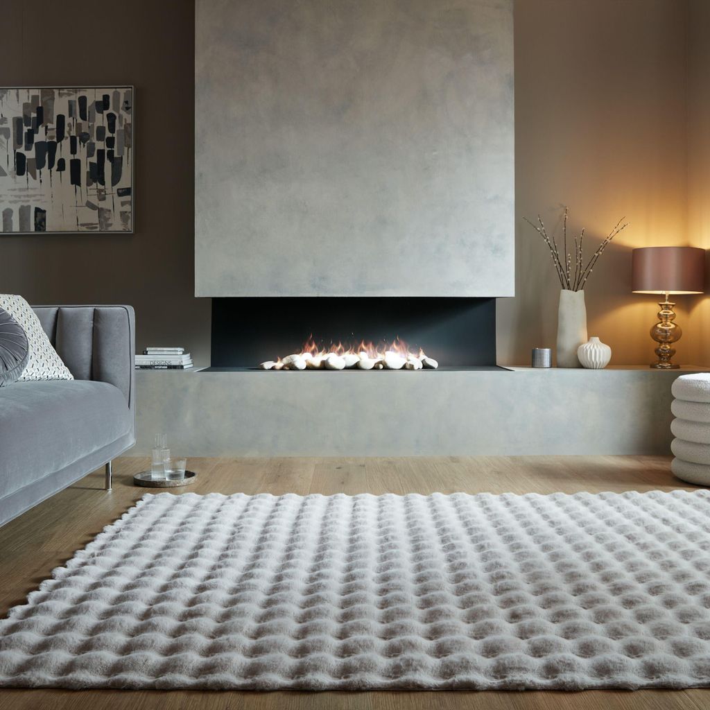 Hochflor Teppich waschbar 3D Waffel Muster, Unifarben, Struktur, Schlafzimmer Grau Rechteckig 180x290 | 100% Polyester