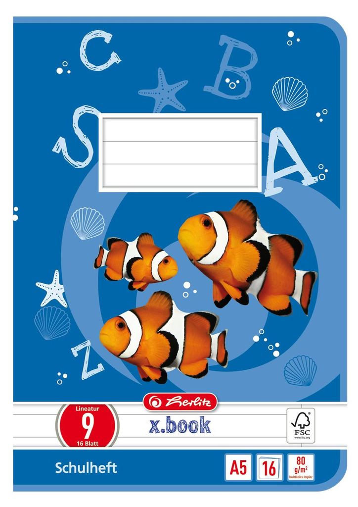 herlitz Schulheft x.book DIN A5 Lineatur 9 / liniert 16 Blatt