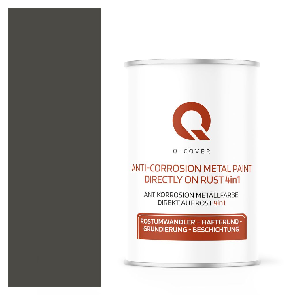ANTIKORROSION METALLFARBE DIREKT AUF ROST | 4 IN 1 | Umbragrau RAL 7022 1L SATIN ANTI-ROST METALLSCHUTZLACK METALLLACK