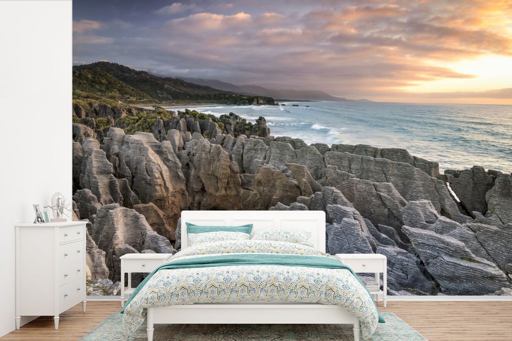 MuchoWow Fototapete für Wohnzimmer oder Schlafzimmer Wandtapete Vinyl Motivtapete Himmel über dem Paparoa National Park in Neuseeland - 390x260...
