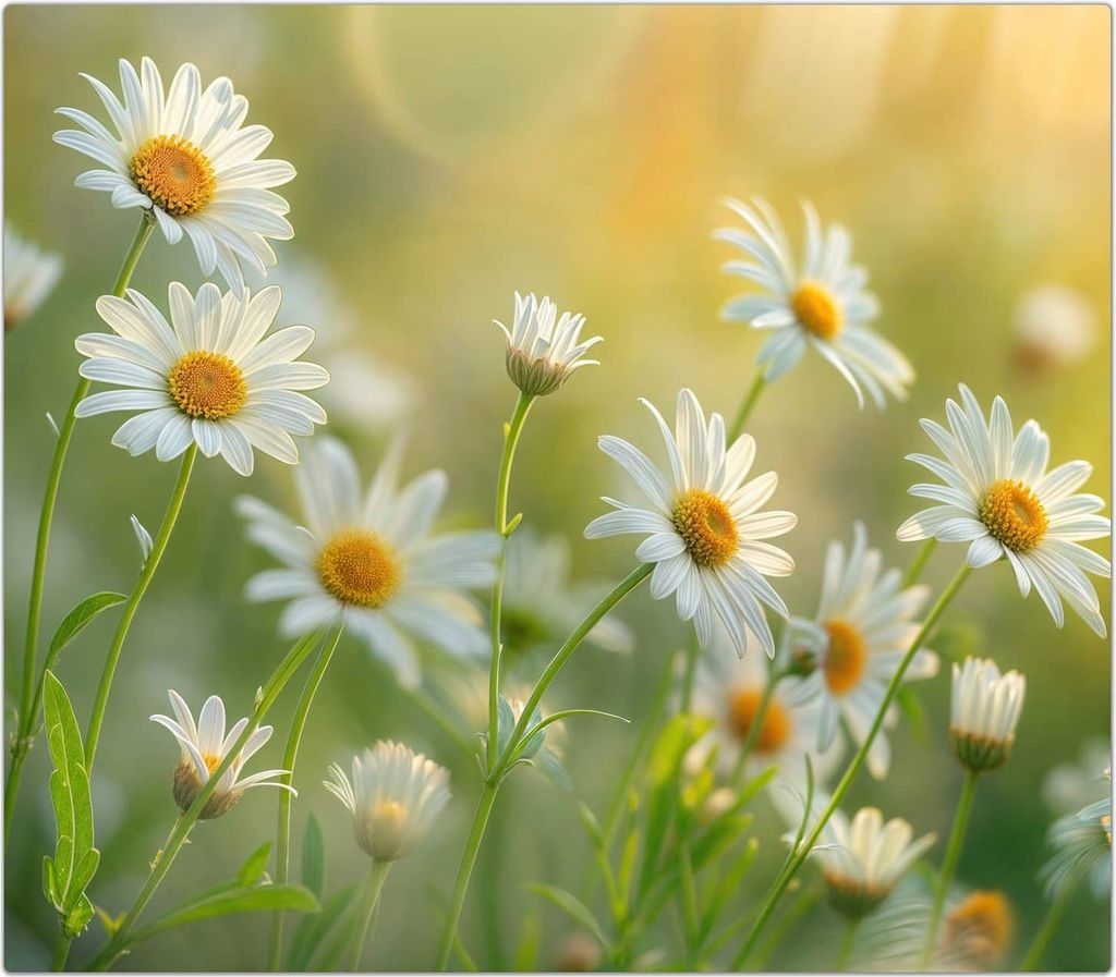 Spritzschutz Herdabdeckplatte Schneidebrett aus Glas Blühende Gänseblümchen 1-Teilig (60x52cm)