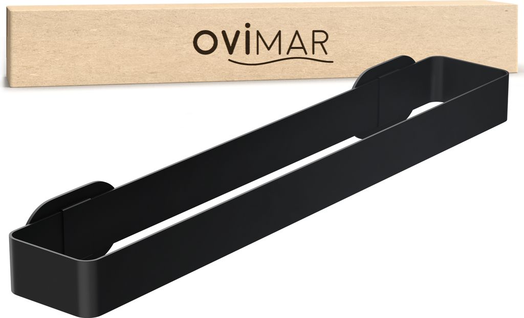 ovimar 2 in 1 Handtuchhalter Andoya | Edelstahl | schwarz | ohne Bohren | entweder horizontal an der Wand als Handtuchstange oder vertikal als Gäs...